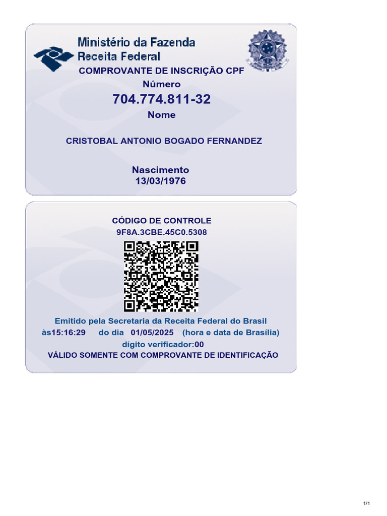 Comprovante de Inscrição CPF | PDF