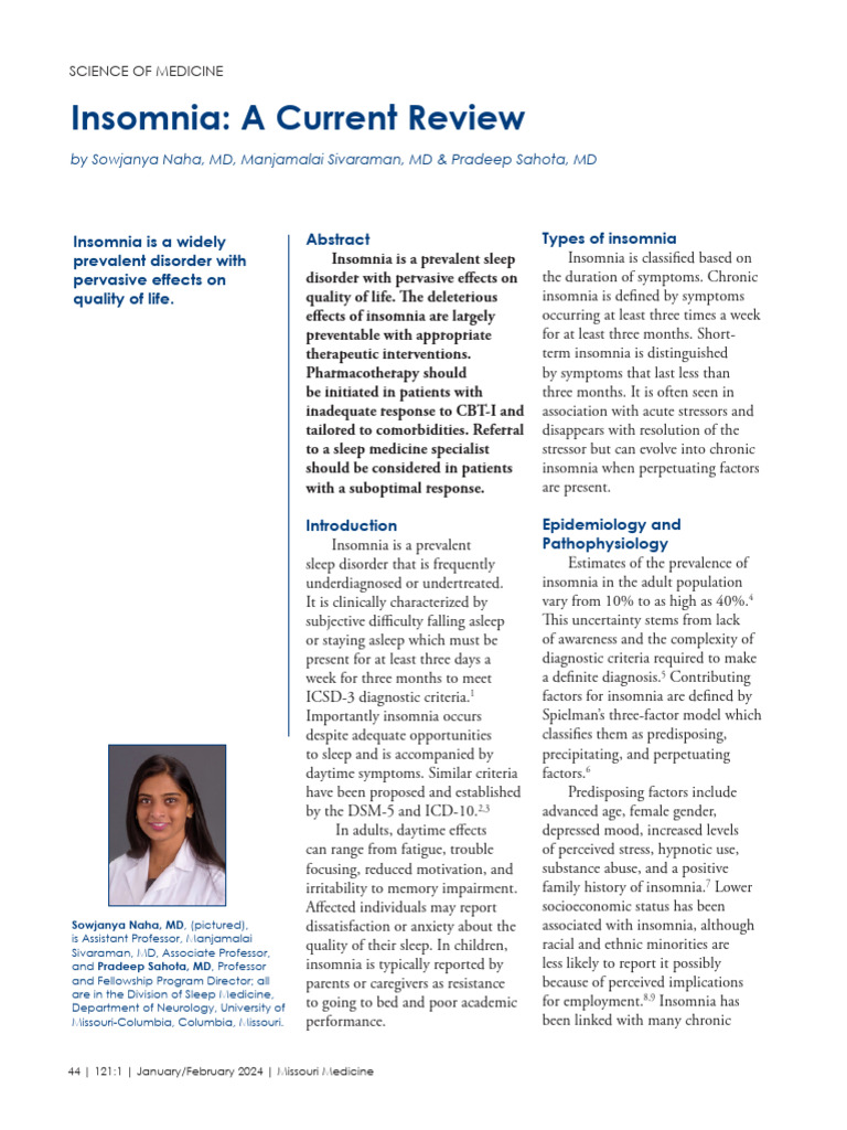 Current Insights on Insomnia Management | PDF | Insomnia | Benzodiazepine