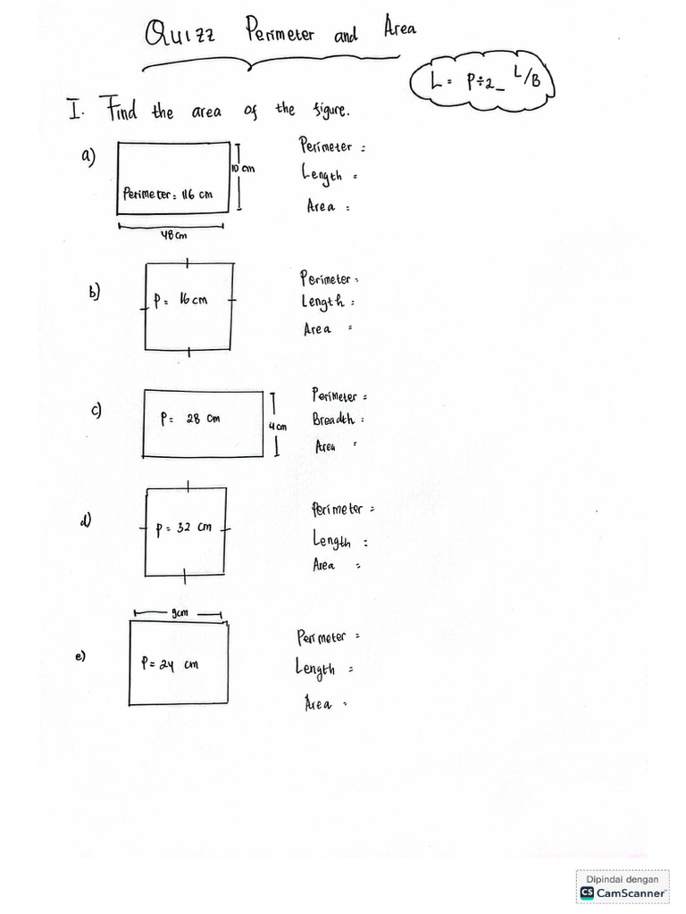 Area and Perimeter For Test Tuesday Grad | PDF