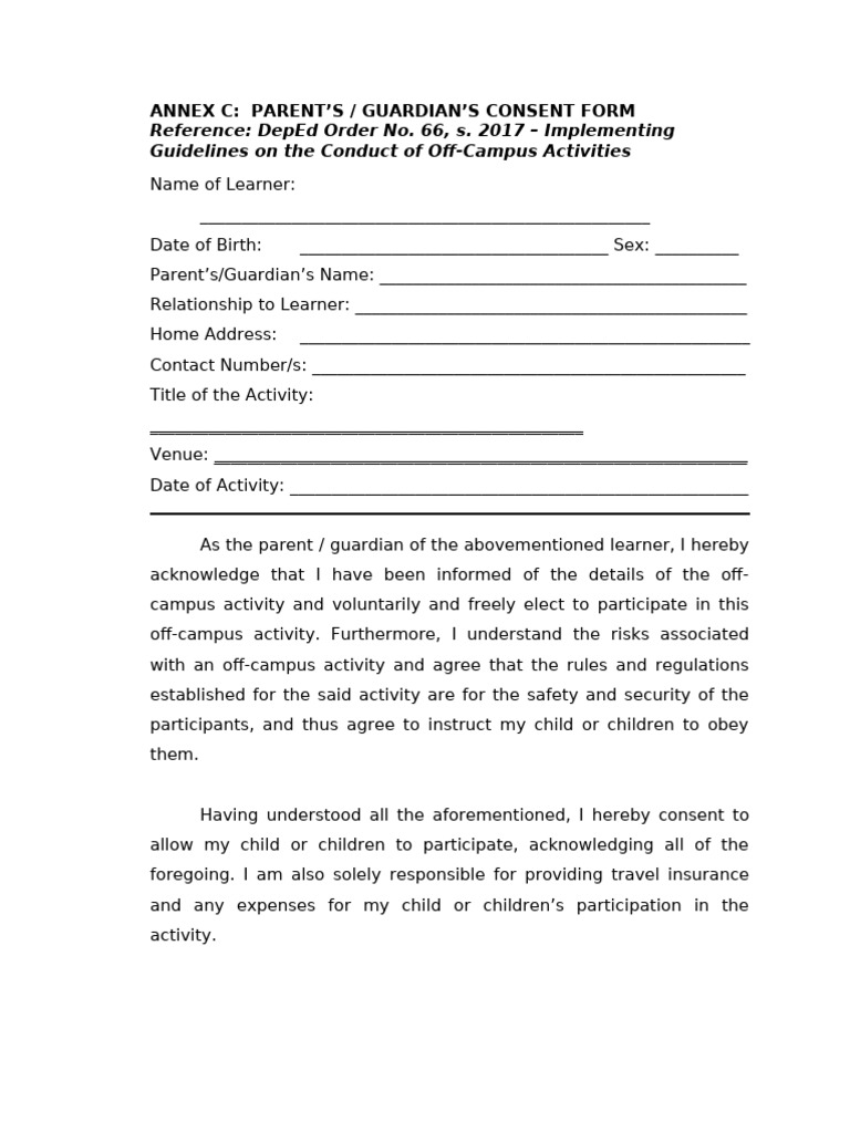 ANNEX C Implementing Guidelines On The Conduct of Off Campus Activities ...
