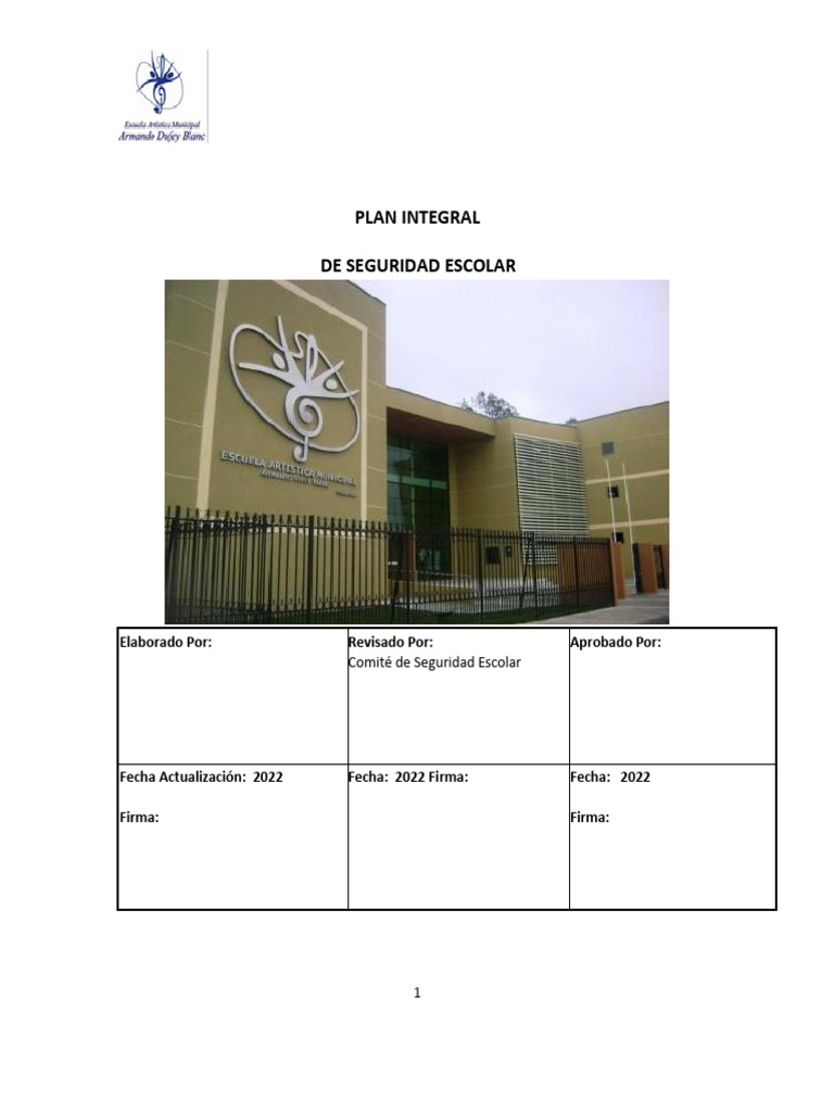 Plan de Seguridad Escolar Integral 2023 | PDF | Ministerio ...