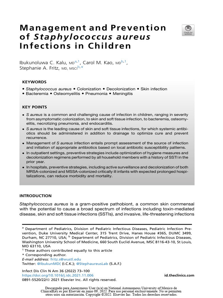 Staphylococcus aureus Infections in Children | PDF | Methicillin ...