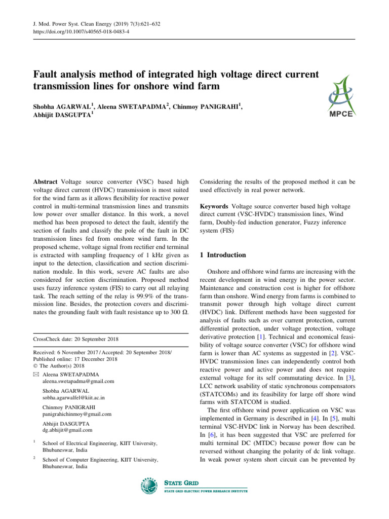Fault Analysis Method of Integrated High Voltage Direct Current ...