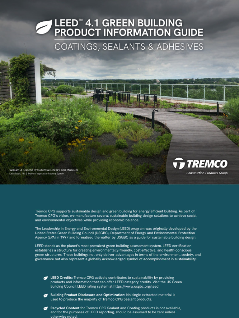 Tremco LEED Product Guide | PDF | Green Building | Environmental Design
