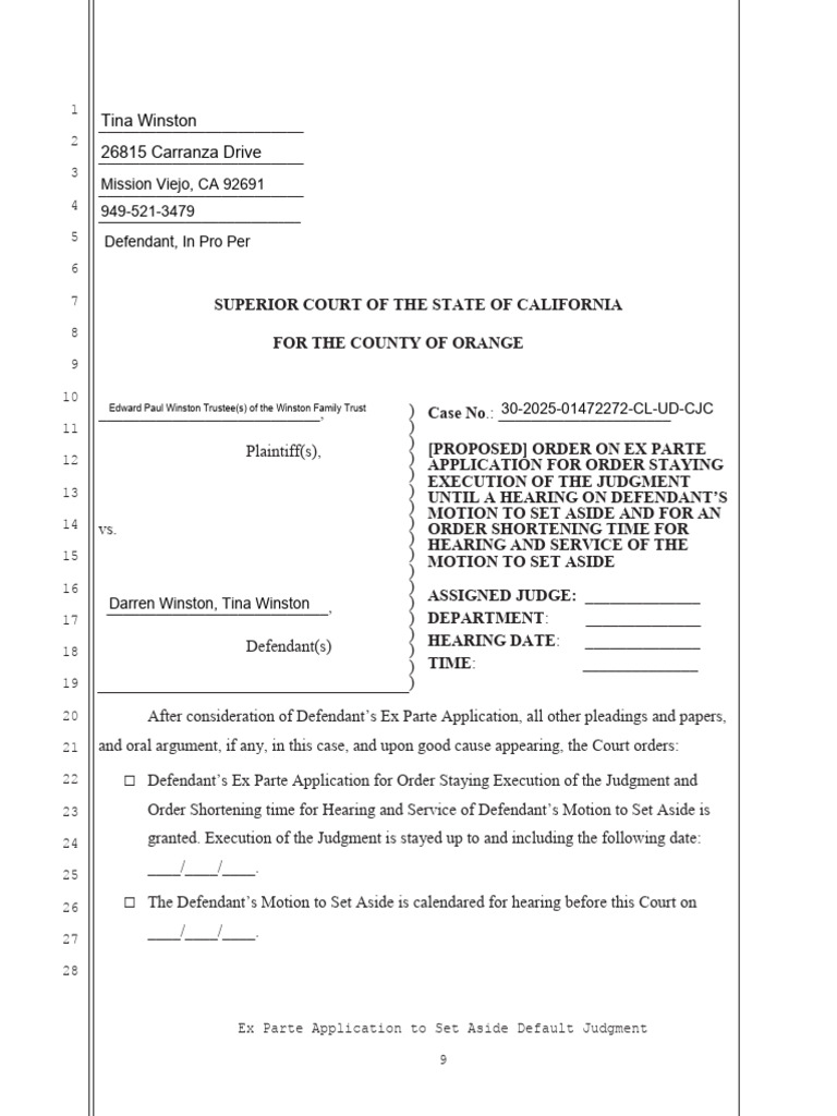 Proposedorderexparte | PDF | Judgment (Law) | Ex Parte