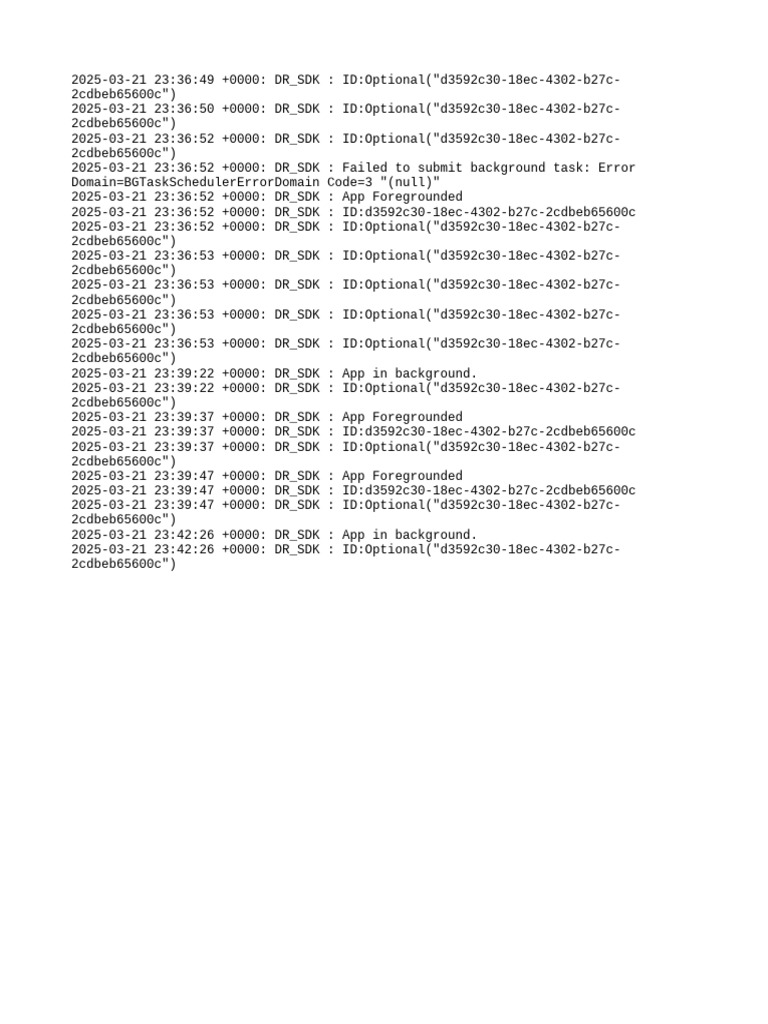 DR_SDK Background Task Errors Log | PDF