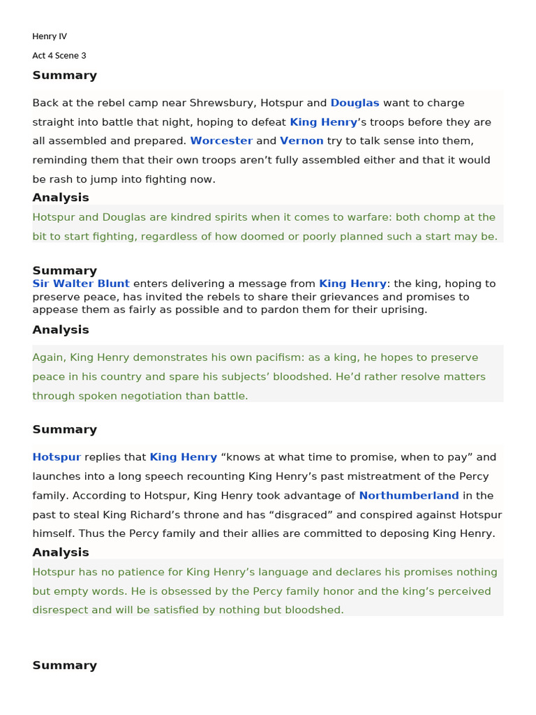 HENRY IV ACT 2 SUMMARY visual data 2