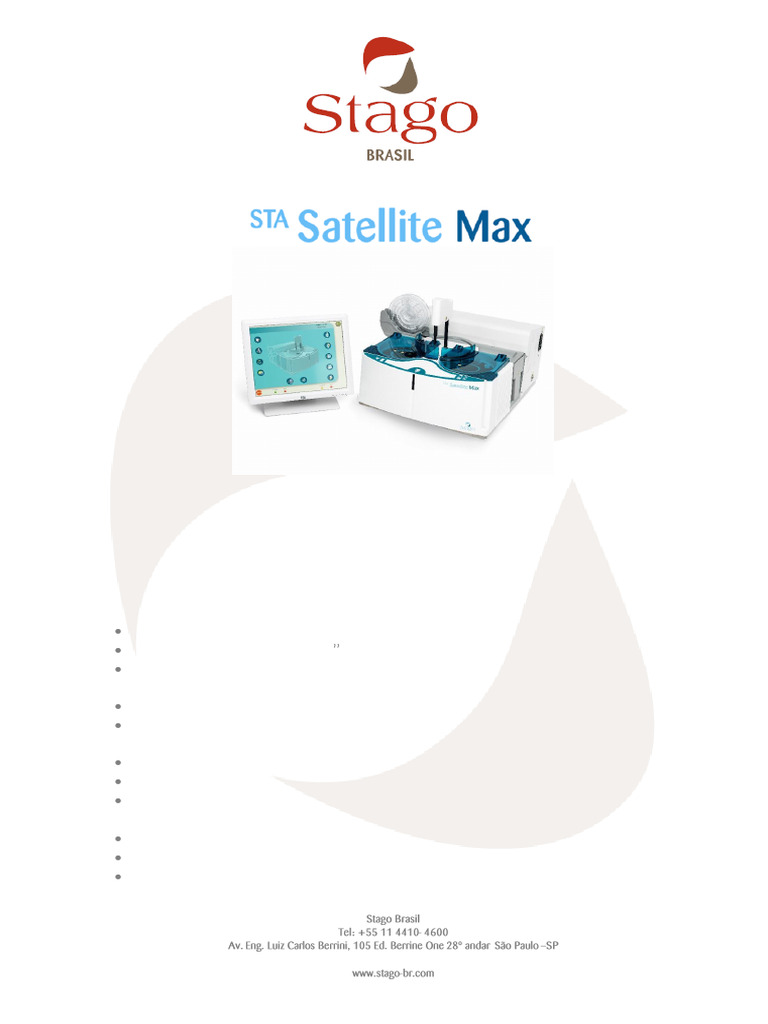 STA Satellite Max: Equipamento de Hemostasia | PDF