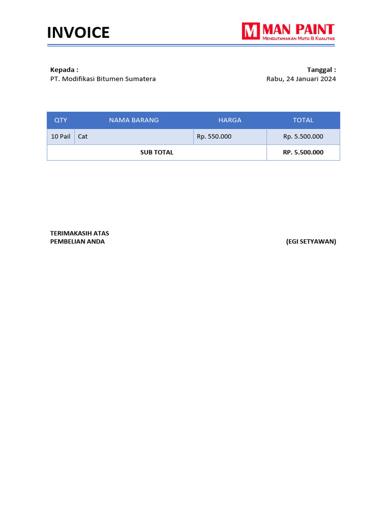 Invoice Pembelian PT Modifikasi Bitumen | PDF