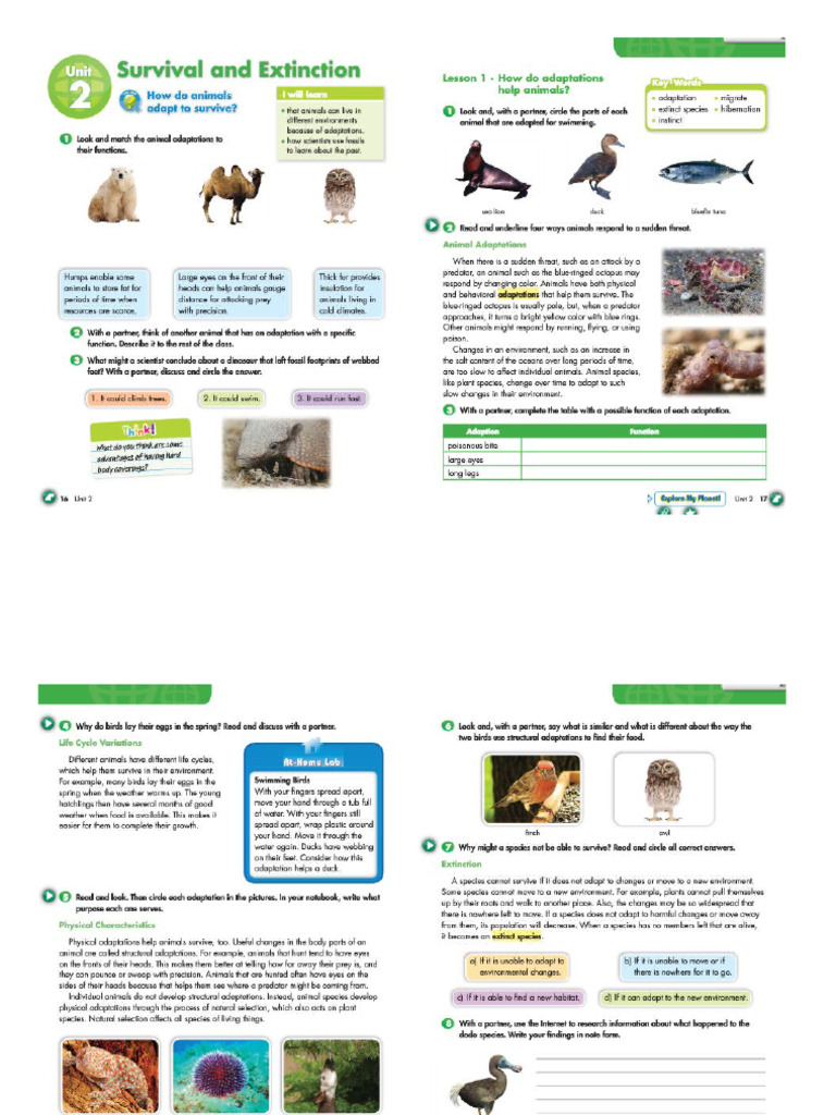 Shake Up Unit 2ND Survival and Extinction | PDF