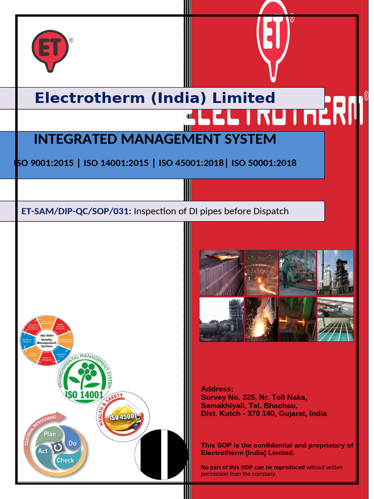 ET - SAMDIP-QCSOP 031 Inspection of DI Pipes Before Dispatch | PDF