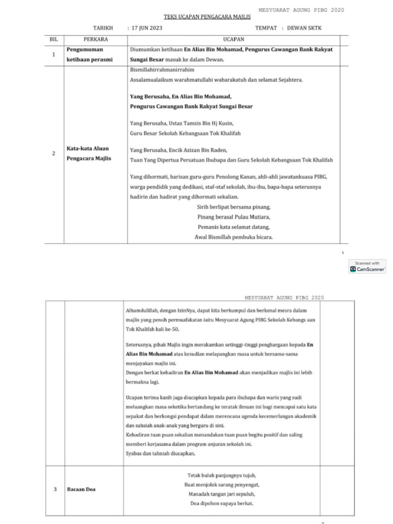 Teks Emcee MAT PIBG 2025 | PDF