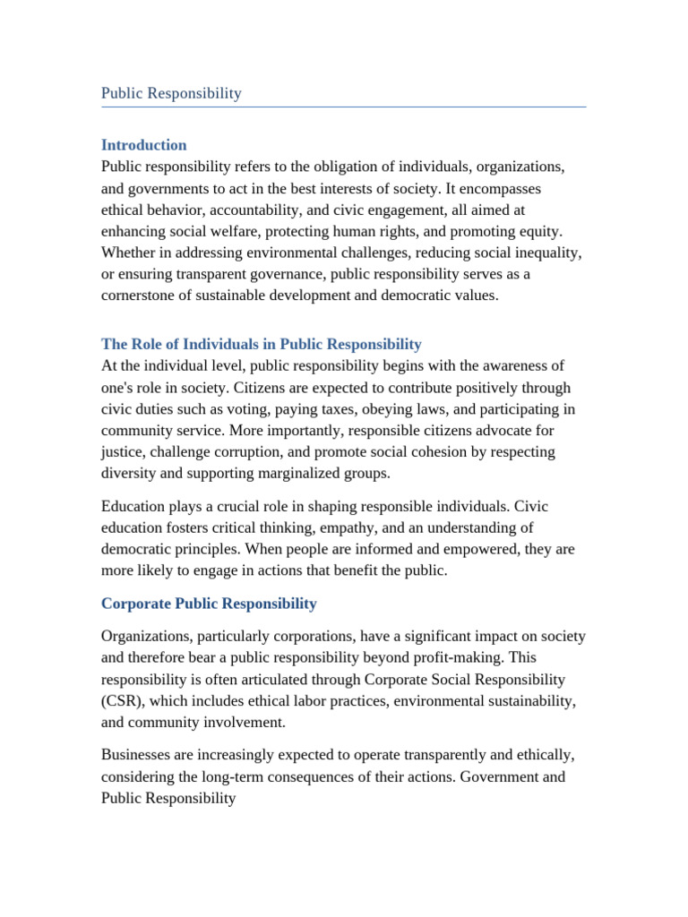 Understanding Public Responsibility | PDF | Corporate Social ...
