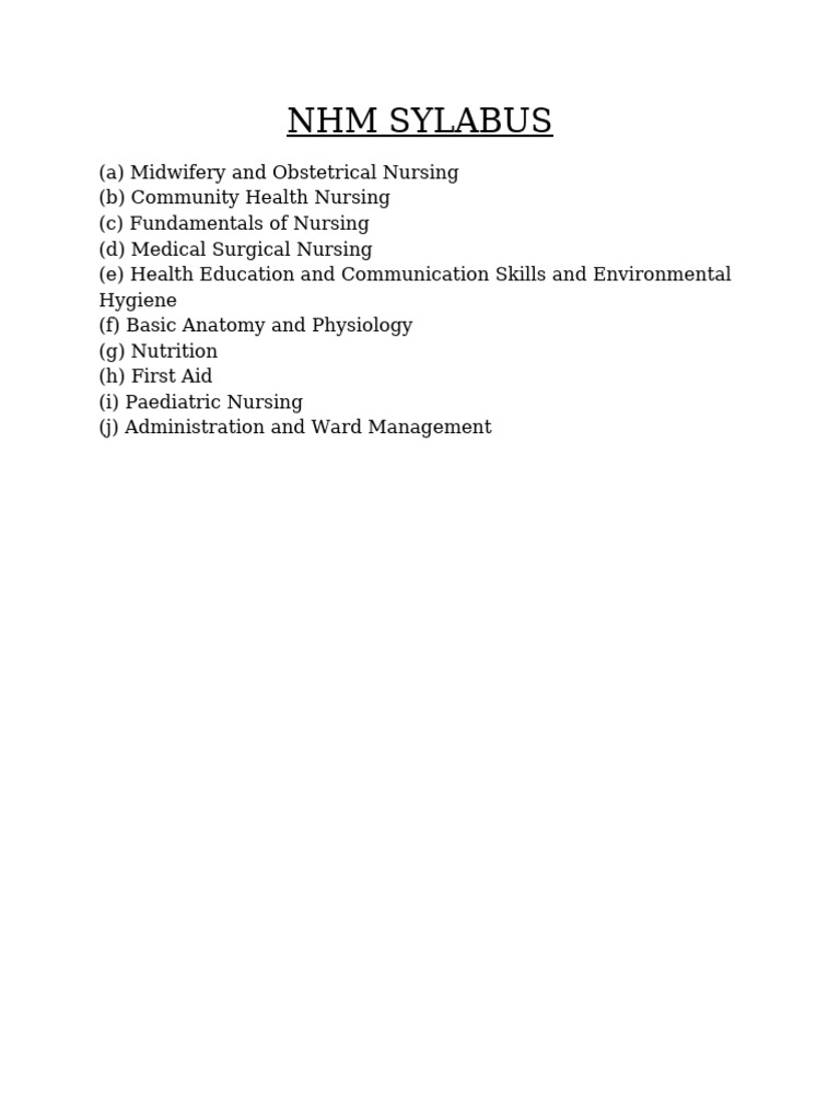 NHM Sylabus | PDF