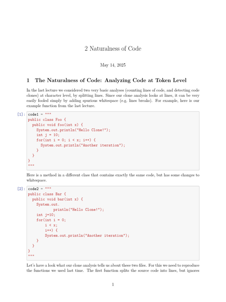 2 Tokens Naturalness of Code JupyterNotebookExport | PDF | Computing ...