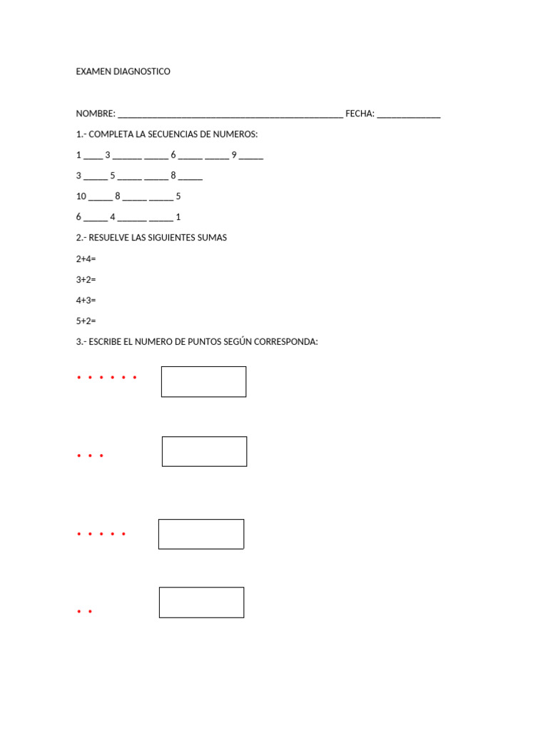 Examen Diagnostico para El Niño | PDF