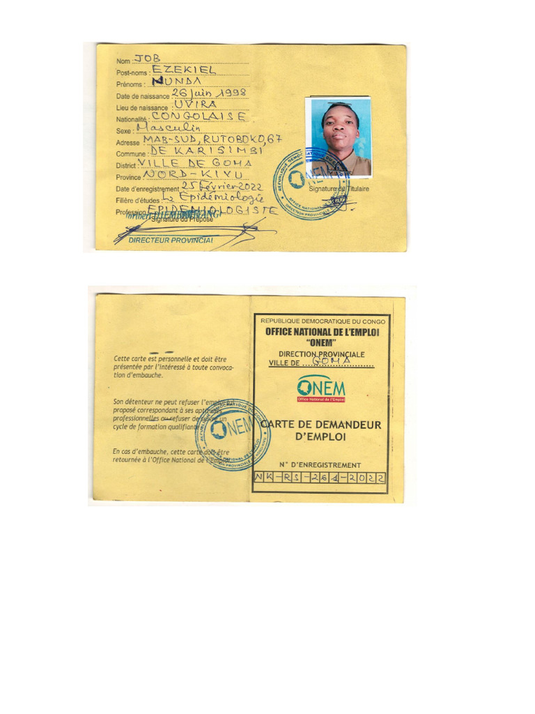 Carte ONEM JOB | PDF