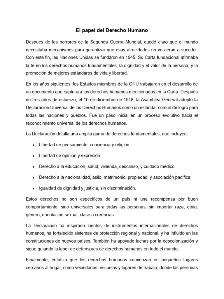 Importancia de los Derechos Humanos | PDF | Derechos humanos | Dignidad