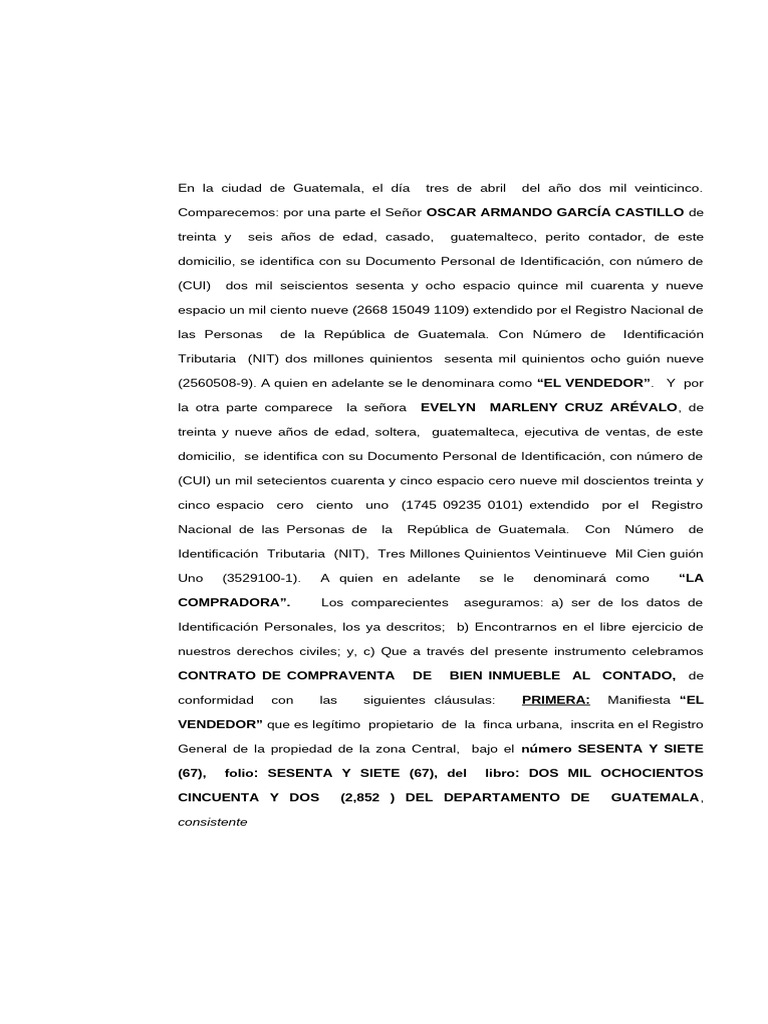 Contrato de Compraventa Inmueble Guatemala | PDF | Guatemala