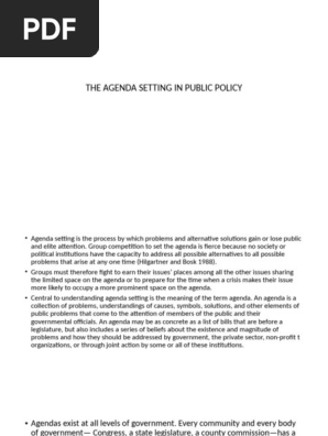 Public Policy Agenda Setting Explained | PDF | Policy | United