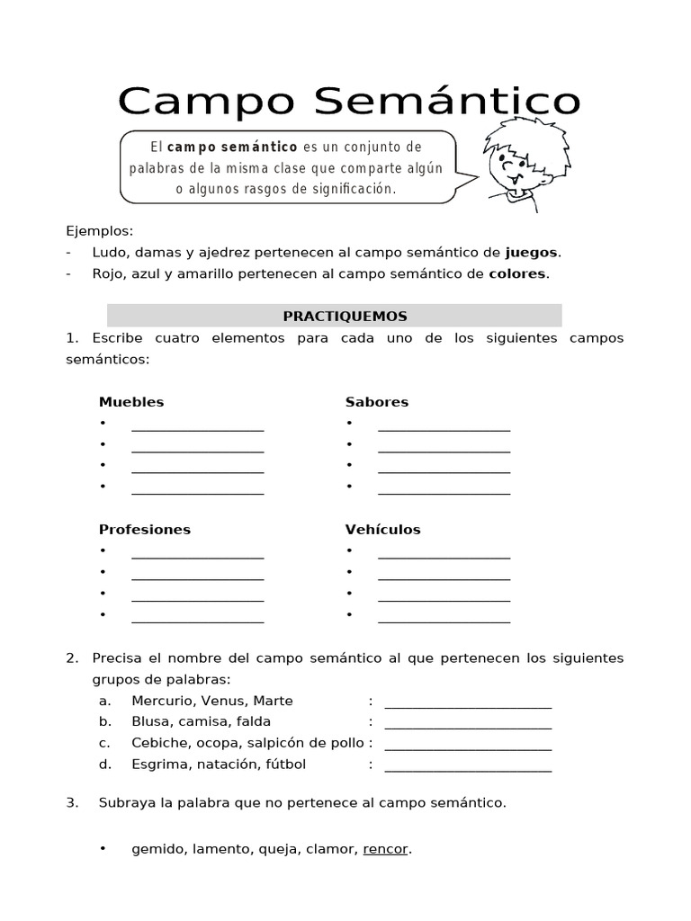 Ejercicios De Campo Sem ntico 5 Primaria PDF