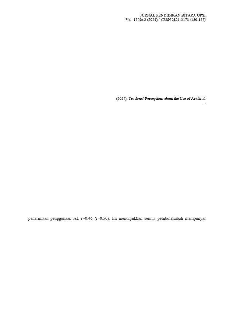 Teachers' Perceptions About The Use of Artificial Intelligence (AI) in ...