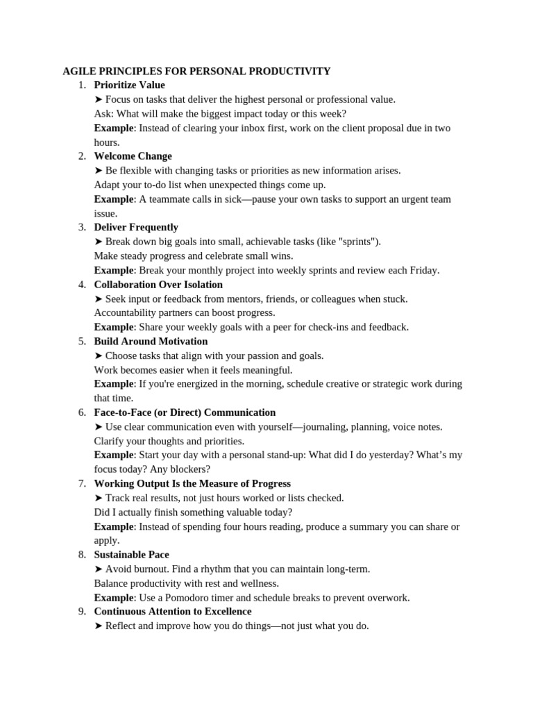 Agile Techniques for Personal Productivity | PDF | Goal Setting