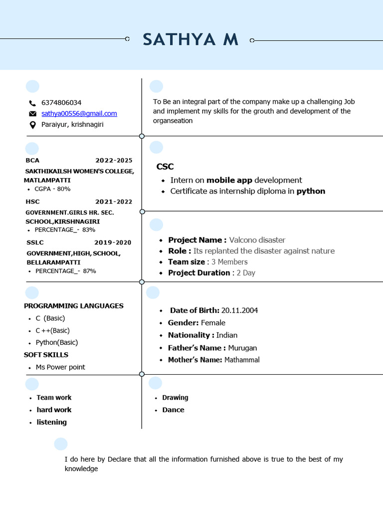 Sathya.M Update CV | PDF