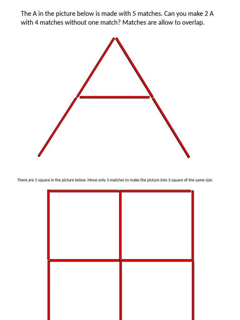Matchstick Puzzle Challenges and Solutions | PDF