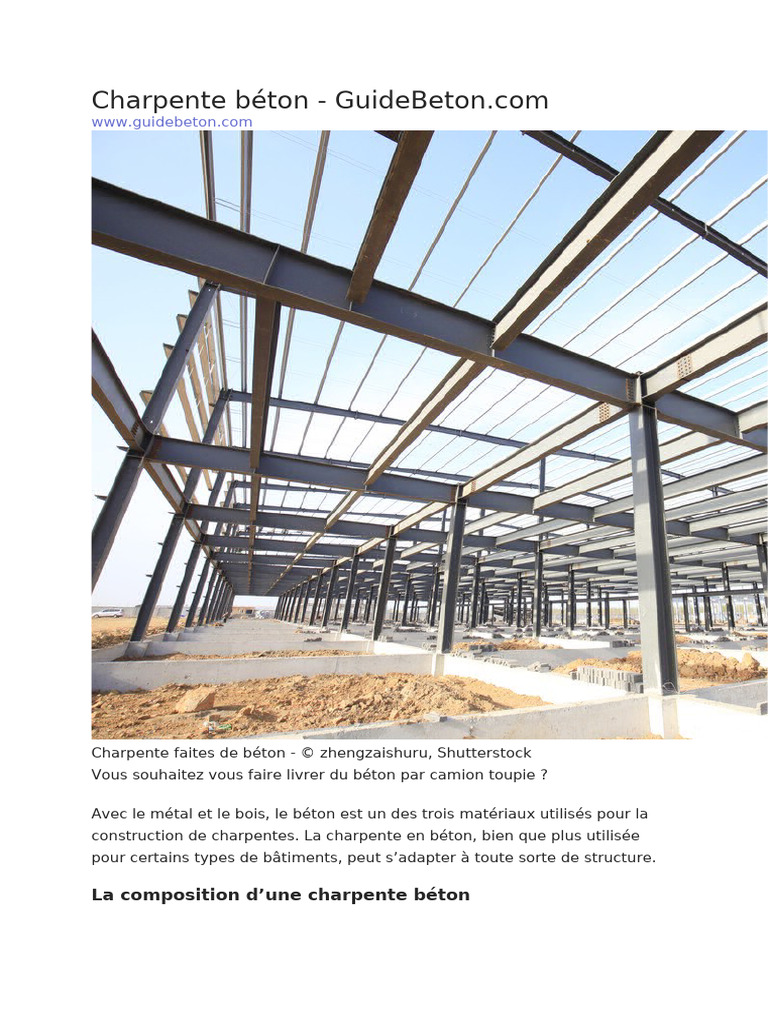 Charpente en béton Guide complet PDF Béton Bois (matériau de — free download