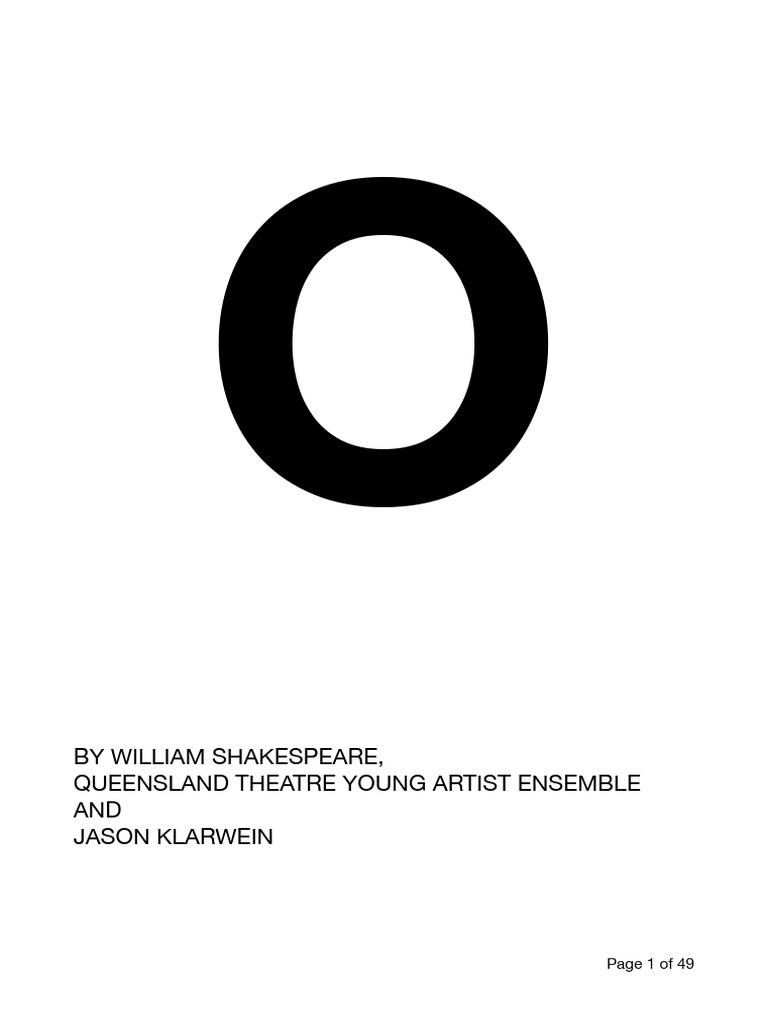O - Shakespeare Script | PDF | Othello | Iago