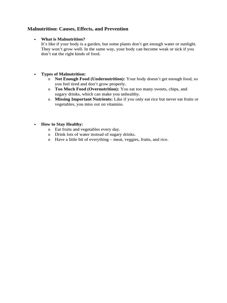 Understanding Malnutrition: Causes & Prevention | PDF