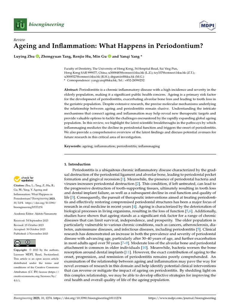 Ageing and Inflammation in Periodontitis | PDF | Lipopolysaccharide ...