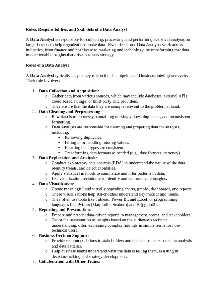 Data Analyst Roles and Skills Overview | PDF | Data Analysis | Data