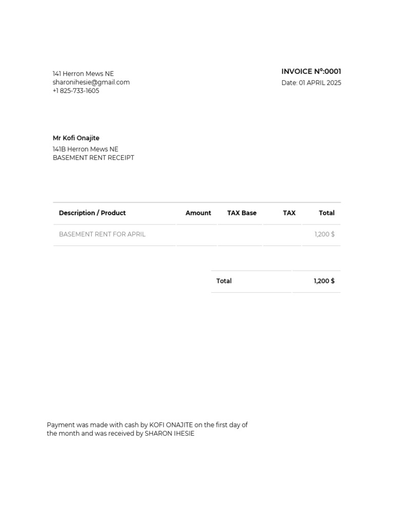 141B Herron Mews NE - April Receipt | PDF