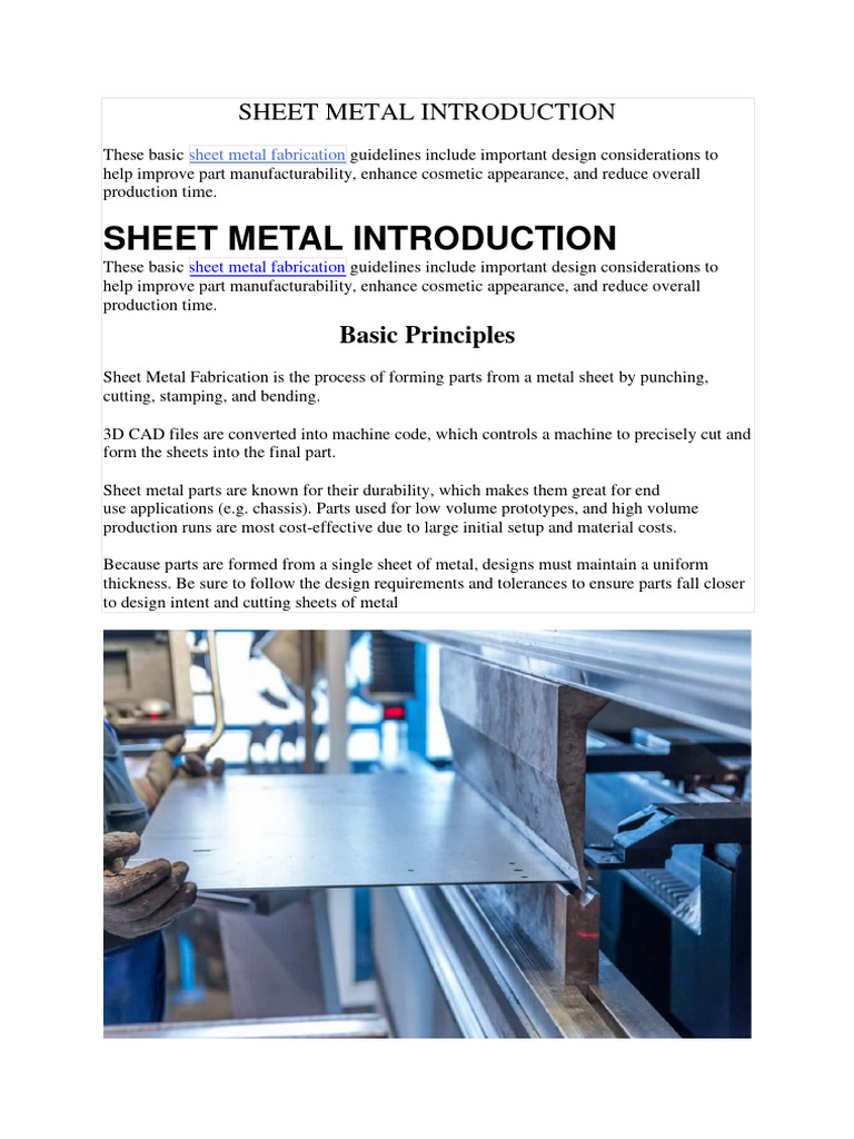 Sheet Metal Fabrication Guidelines | PDF