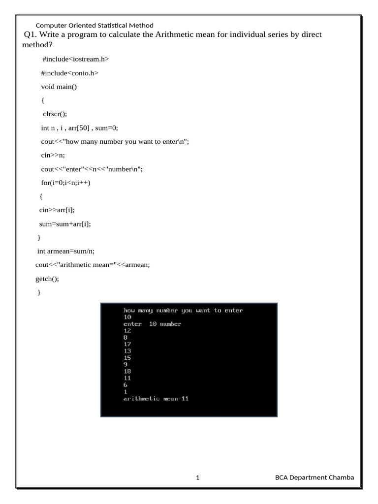Statistical Mean Calculation Programs | PDF | Computer Programming ...