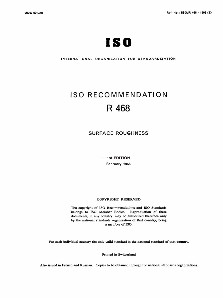 ISO 468: Surface Roughness Standard | PDF | International Organization ...