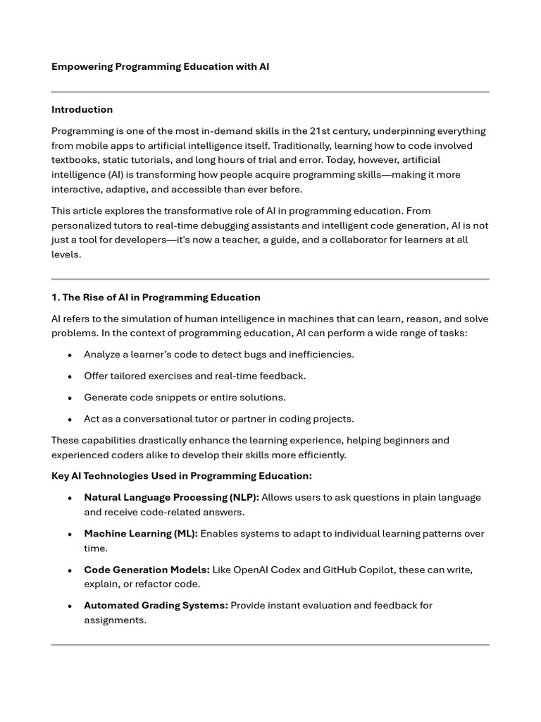 Empowering Programming Education With AI | PDF | Artificial ...