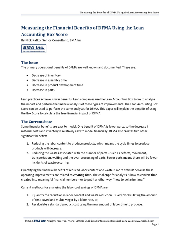 DFMA Financial Benefits via Lean Box Score | PDF | Lean Manufacturing ...
