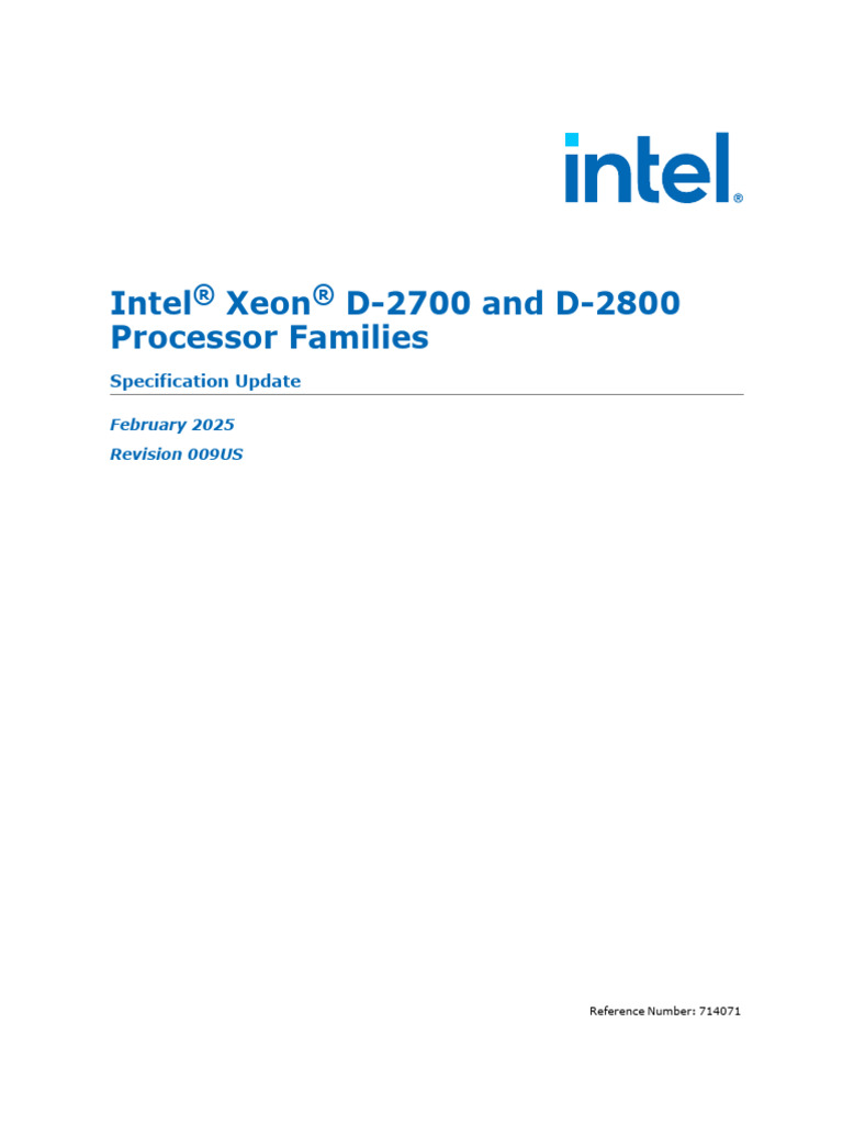Intel Xeon D-2700/D-2800 Spec Update | PDF | Computer Engineering ...