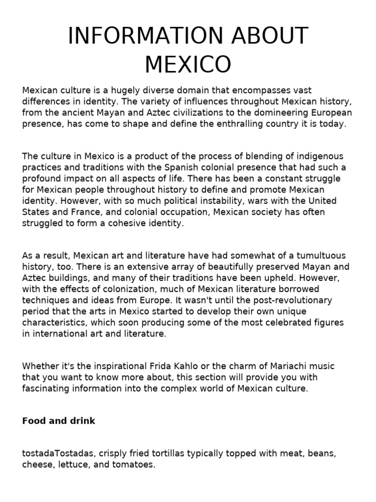 Exploring Mexico's Rich Cultural Heritage | PDF | Mexican Cuisine | Mexico