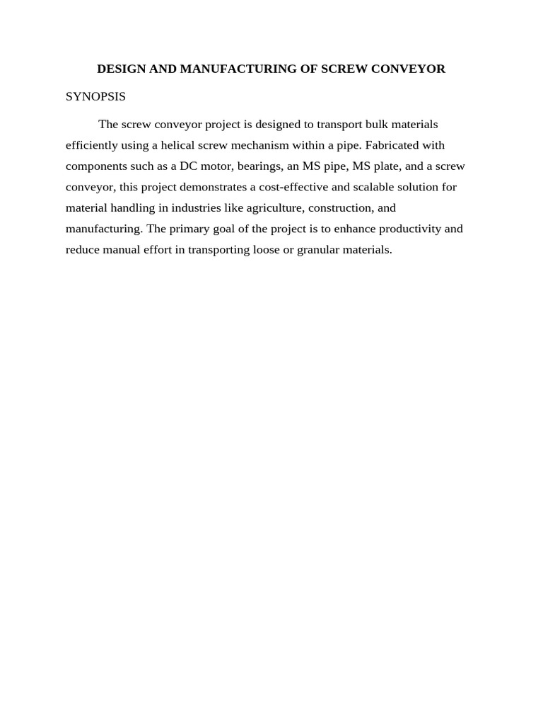 Screw Conveyor Design and Cost Analysis | PDF | Mechanical Engineering ...
