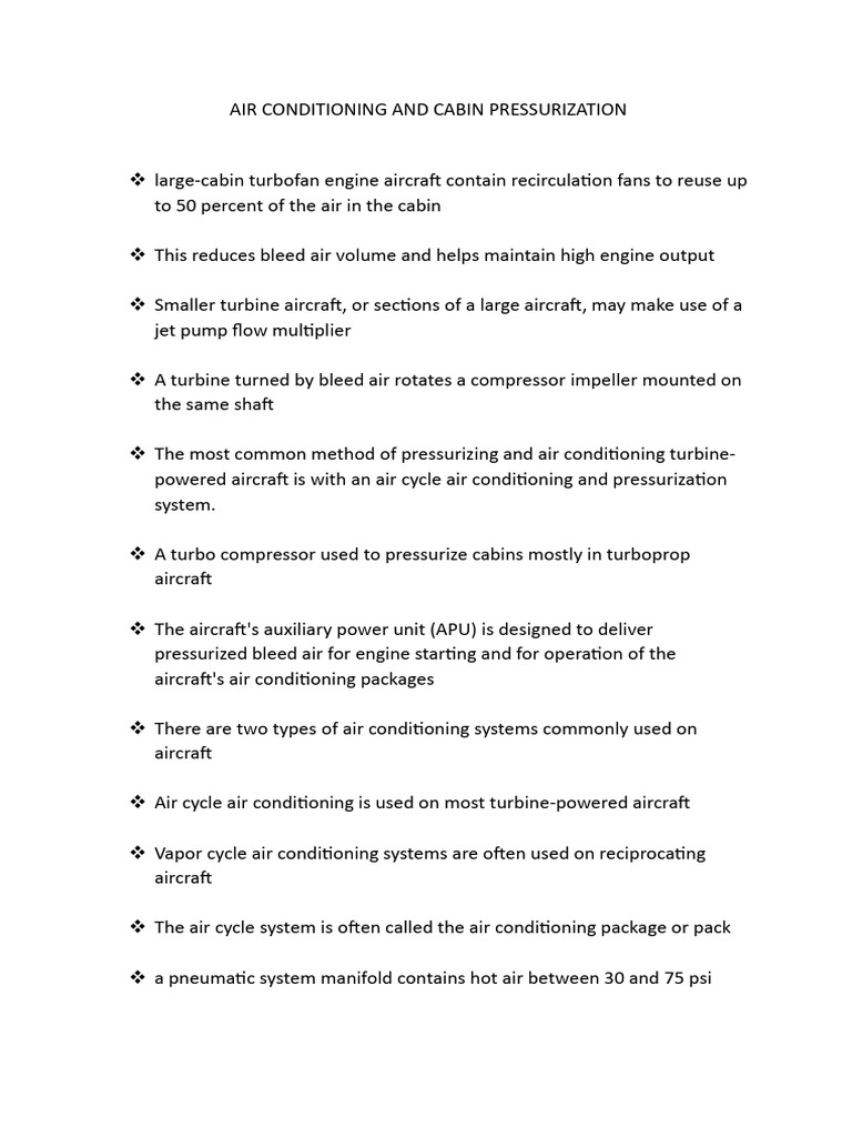 Aircraft Air Conditioning & Pressurization Systems | PDF | Pressure ...