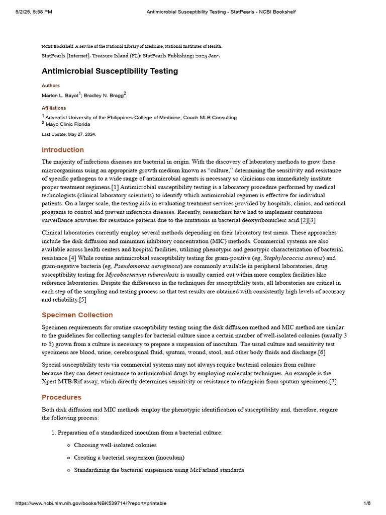 Antimicrobial Susceptibility Testing - StatPearls - NCBI Bookshelf ...