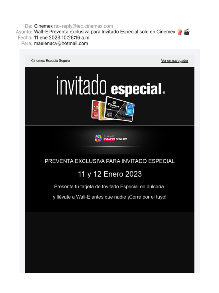 Wall-E Preventa Exclusiva para Invitado Especial Solo en Cinemex ?? | PDF