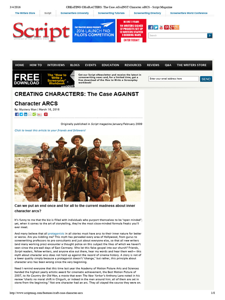 Creating Characters the Case Against Character Arcs Script Magazine ...