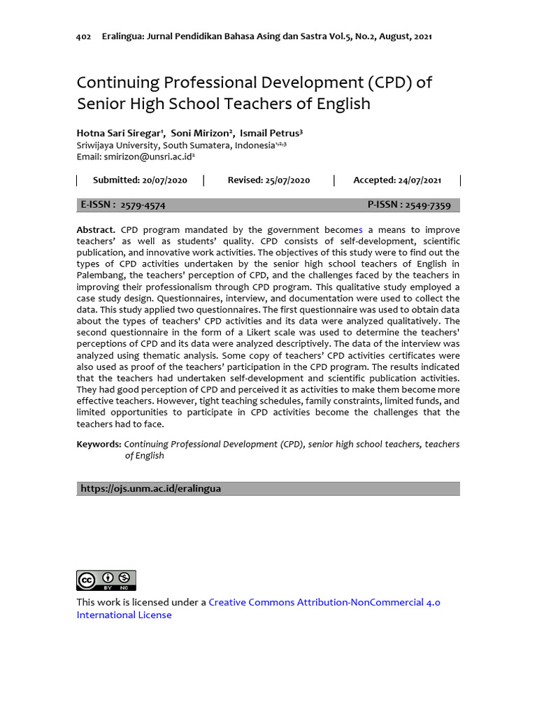 CPD for Senior High School English Teachers | PDF | Teachers | Pedagogy