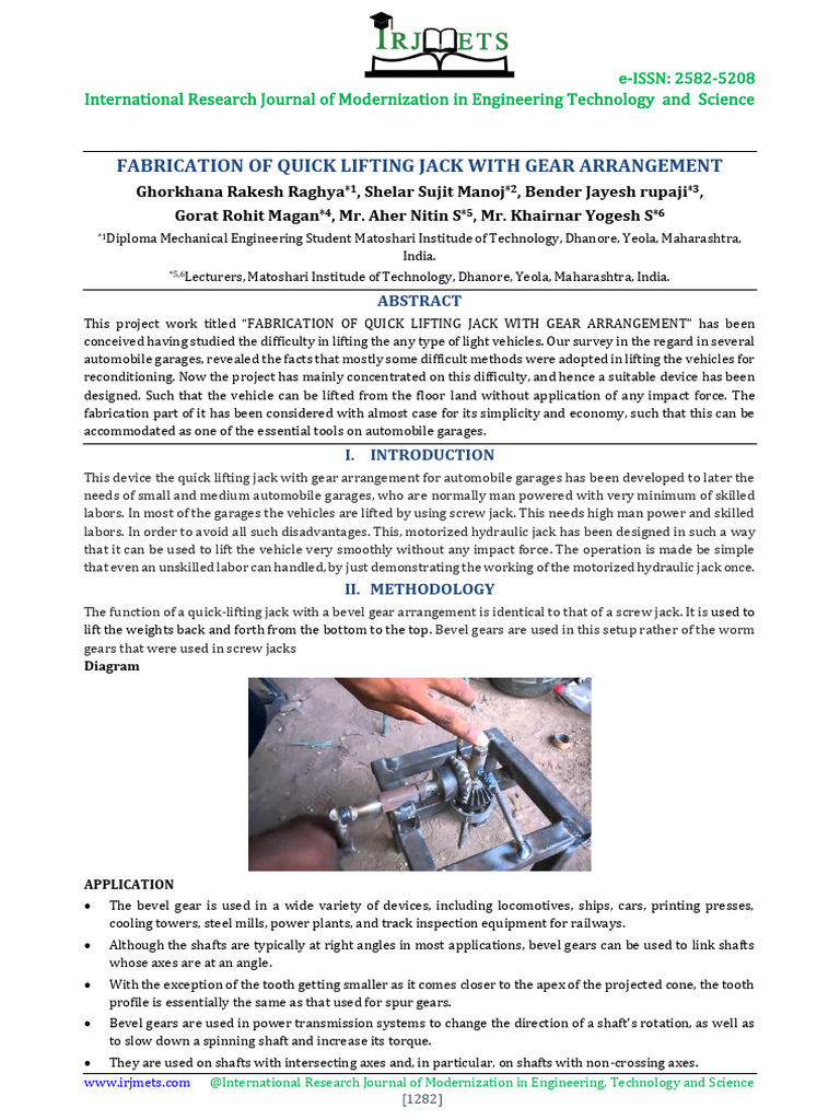 Quick Lifting Jack Design for Garages | PDF | Gear | Mechanical Engineering