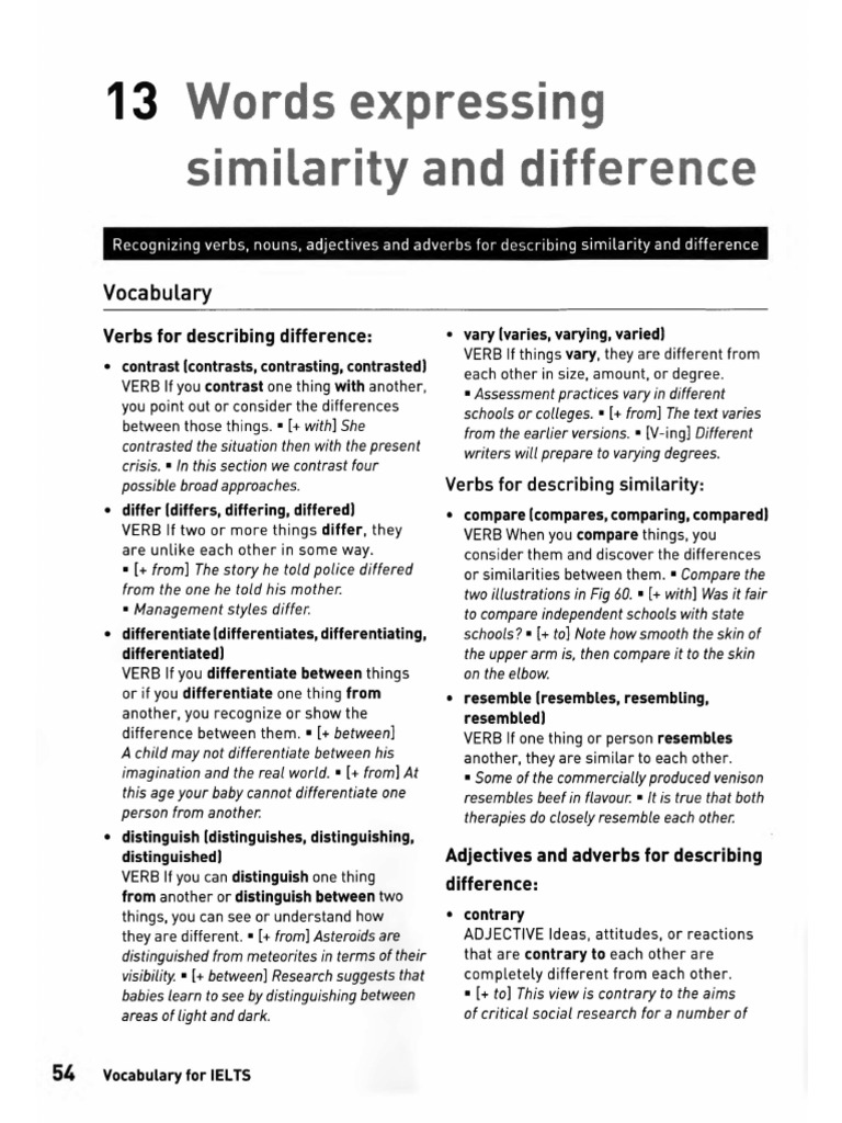 Words For Expressing Similarity and Difference | PDF